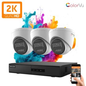   Hikvision ColorVu 3 kamerás IP dome kamera rendszer 4MP színes éjszakai képpel