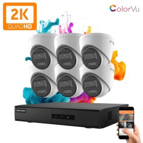   Hikvision ColorVu 6 kamerás IP dome kamera rendszer 4MP színes éjszakai képpel