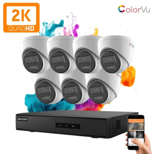 Hikvision ColorVu 7 kamerás IP dome kamera rendszer 4MP színes éjszakai képpel
