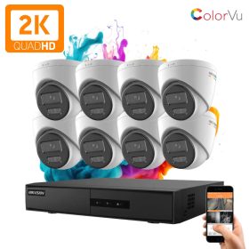   Hikvision ColorVu 8 kamerás IP dome kamera rendszer 4MP színes éjszakai képpel