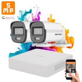   Hikvision ColorVu 2 kamerás biztonsági kamera rendszer 5MP színes éjszakai képpel