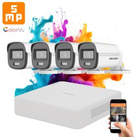   Hikvision ColorVu 4 kamerás biztonsági kamera rendszer 5MP színes éjszakai képpel