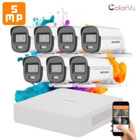   Hikvision ColorVu 7 kamerás biztonsági kamera rendszer 5MP színes éjszakai képpel