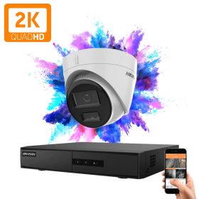   Hikvision 1 dome biztonsági kamerás IP kamera rendszer 4MP színes éjjellátással