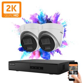   Hikvision 2 dome biztonsági kamerás IP kamera rendszer 4MP színes éjjellátással