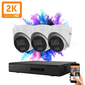   Hikvision 3 dome biztonsági kamerás IP kamera rendszer 4MP színes éjjellátással