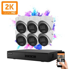   Hikvision 6 dome biztonsági kamerás IP kamera rendszer 4MP színes éjjellátással