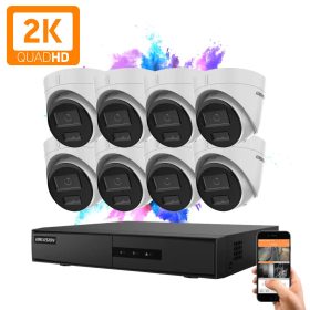   Hikvision 8 dome biztonsági kamerás IP kamera rendszer 4MP színes éjjellátással