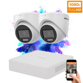   Hikvision TurboHD-TVI 2 kamerás dome kamera rendszer 2MP színes éjszakai képpel