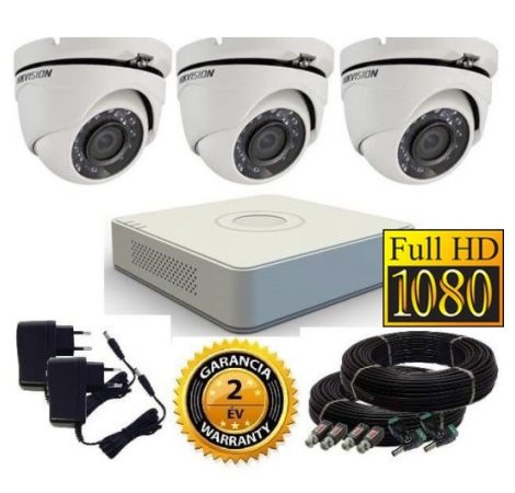Hikvision 1080P TurboHD 3 kamerás dome kamera rendszer