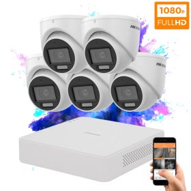   Hikvision TurboHD-TVI 5 kamerás dome kamerarendszer 2MP színes éjszakai képpel