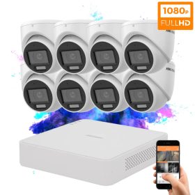   Hikvision TurboHD-TVI 8 kamerás dome kamerarendszer 2MP színes éjszakai képpel