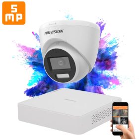   Hikvision TurboHD-TVI 1 kamerás dome kamerarendszer 5MP színes éjszakai képpel