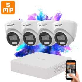   Hikvision TurboHD-TVI 4 kamerás dome kamerarendszer 5MP színes éjszakai képpel