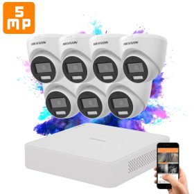   Hikvision TurboHD-TVI 7 kamerás dome kamerarendszer 5MP színes éjszakai képpel