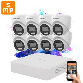   Hikvision TurboHD-TVI 8 kamerás dome kamerarendszer 5MP színes éjszakai képpel