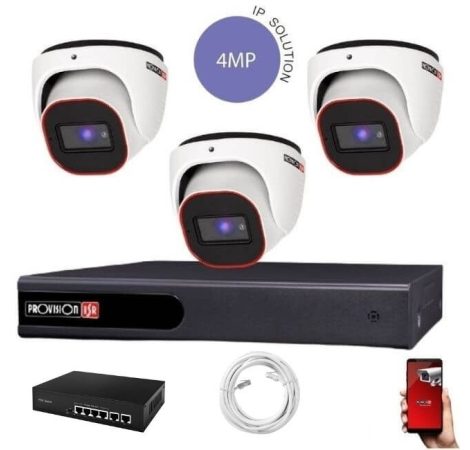 Provision 4 MP dome 3 kamerás IP kamerarendszer