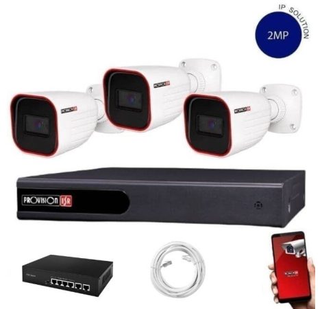 Provision Full HD 3 kamerás IP kamera rendszer 2MP felbontás