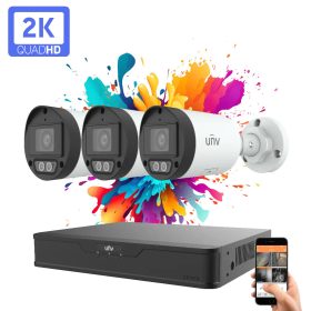   Uniview 3 kamerás IP kamera rendszer 4MP színes éjszakai látással