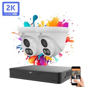   Uniview 2 dome kamerás IP kamera rendszer 4MP színes éjszakai látással
