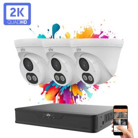   Uniview 3 dome kamerás IP kamera rendszer 4MP színes éjszakai látással