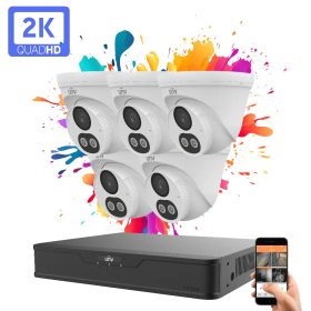   Uniview 5 dome kamerás IP kamera rendszer 4MP színes éjszakai látással