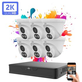   Uniview 6 dome kamerás IP kamera rendszer 4MP színes éjszakai látással