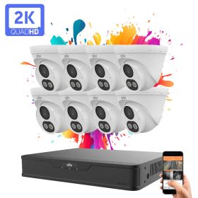   Uniview 8 dome kamerás IP kamera rendszer 4MP színes éjszakai látással
